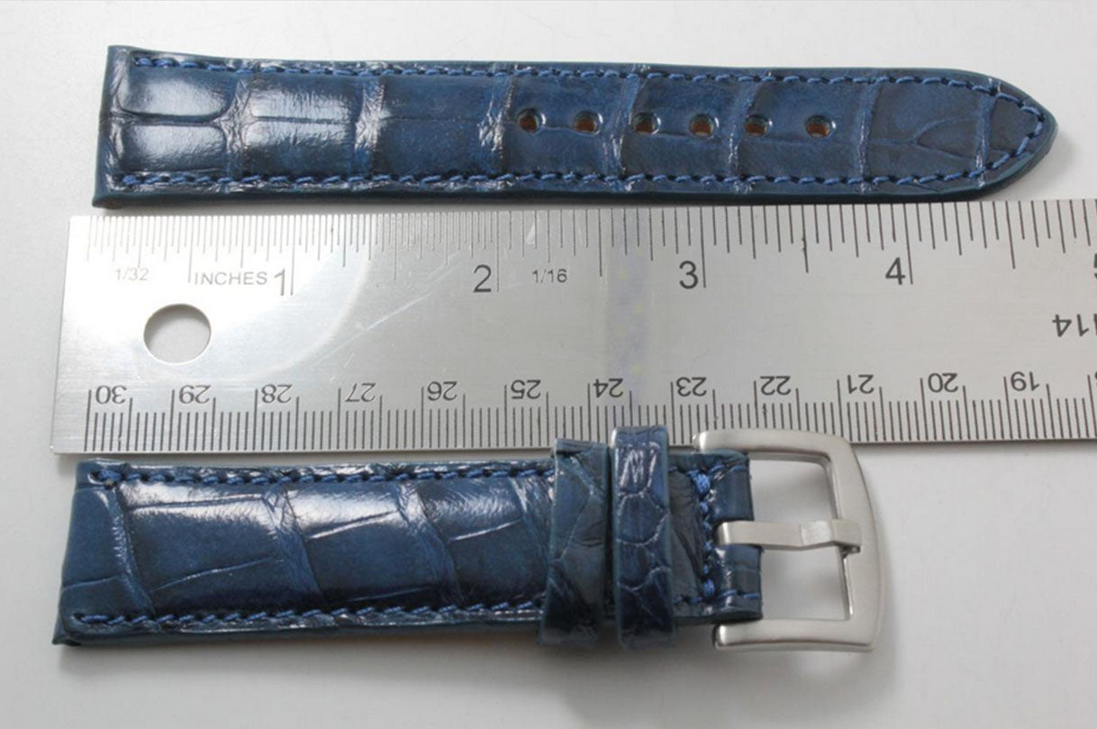 Handmade Blue Sapphire Alligator Leather Watch Strap