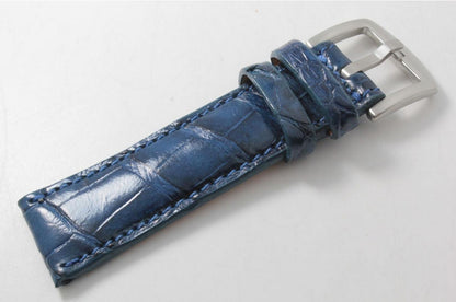 Handmade Blue Sapphire Alligator Leather Watch Strap