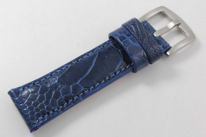 Genuine Sapphire Blue Ostrich Leg Leather Watch Strap