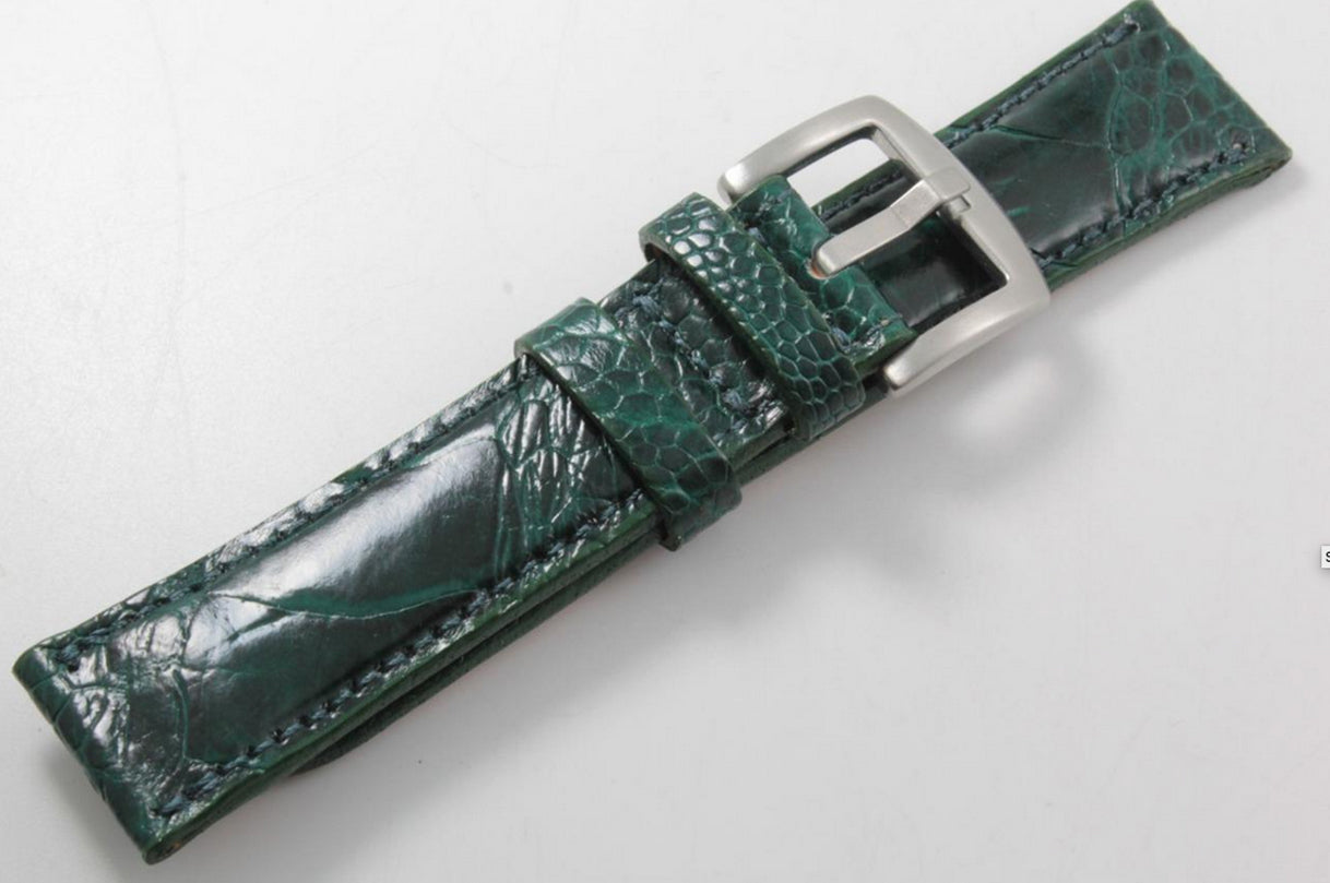 Hunter Green Ostrich Leg Leather Watch Strap