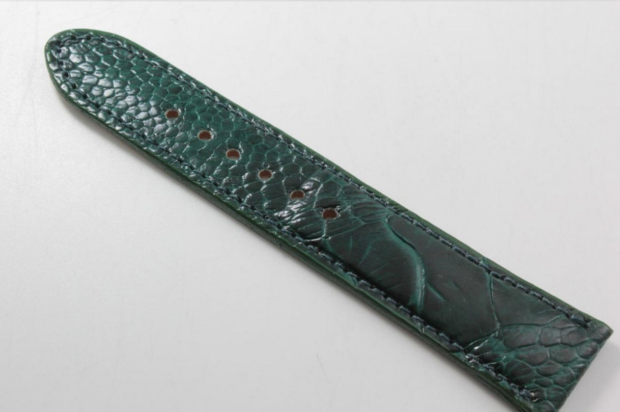 Hunter Green Ostrich Leg Leather Watch Strap