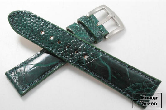 Hunter Green Ostrich Leg Leather Watch Strap