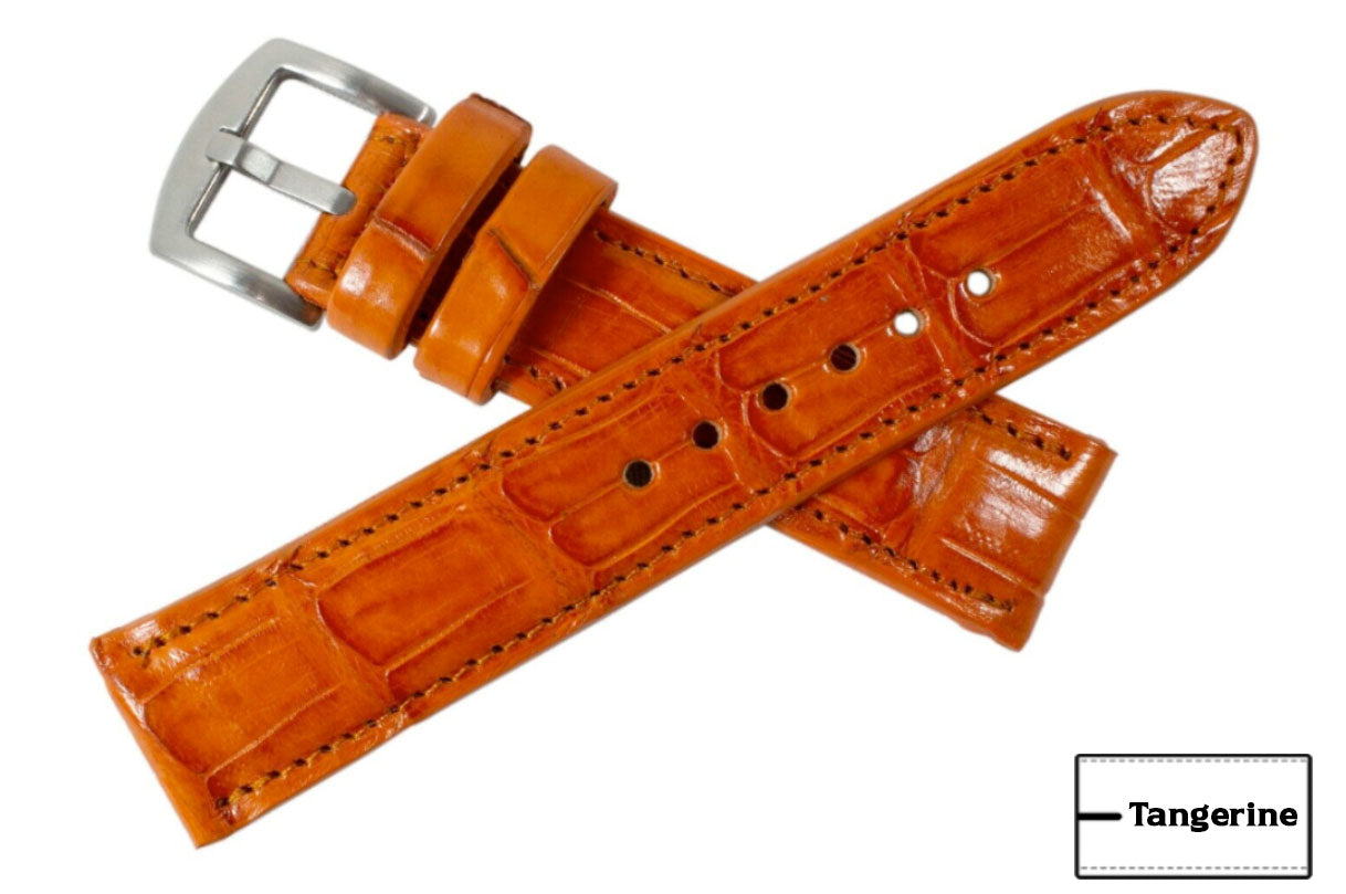 Handmade Tangerine Alligator Leather Watch Strap