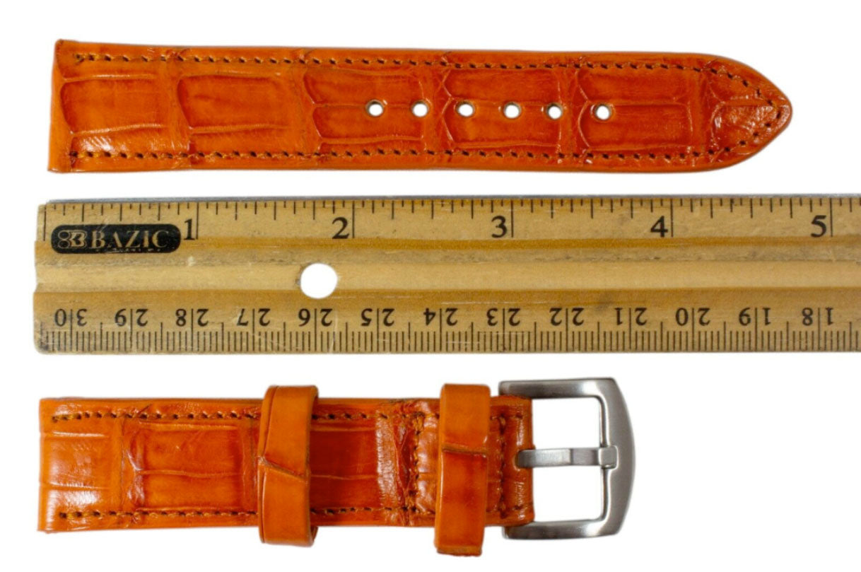 Handmade Tangerine Alligator Leather Watch Strap