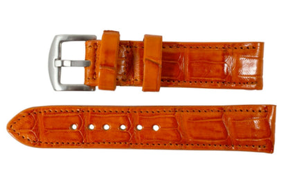 Handmade Tangerine Alligator Leather Watch Strap