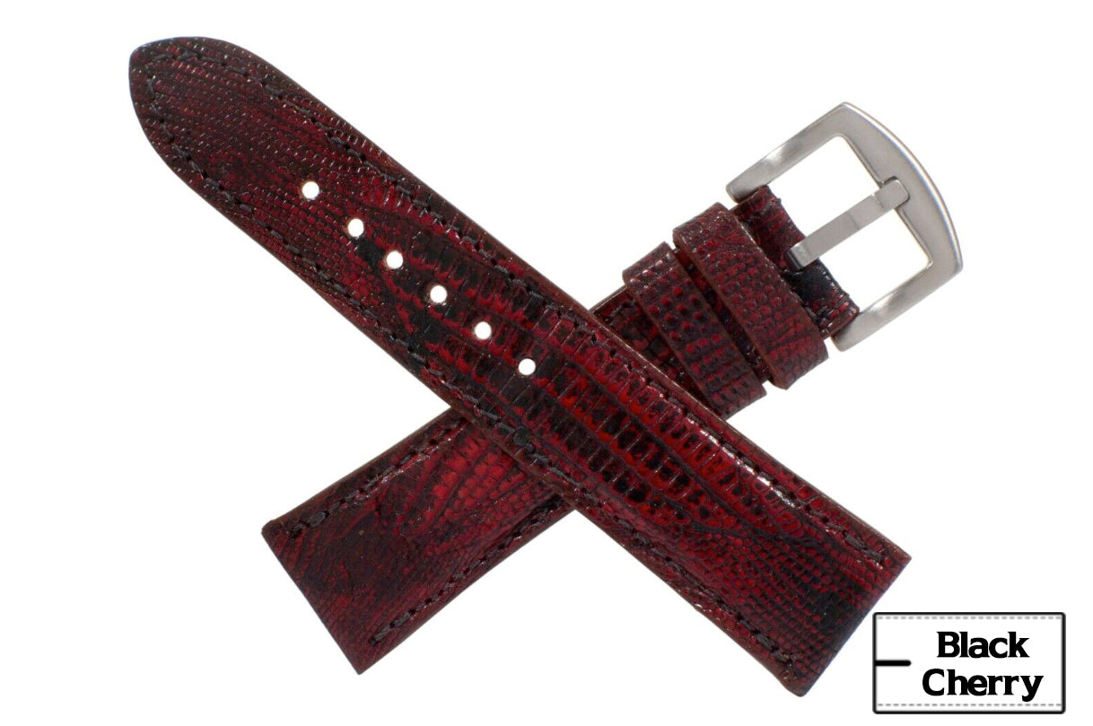 Black Cherry Lizard Leather Watch Strap