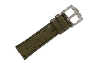 Genuine Olive Green Ostrich Leg Leather Watch Strap