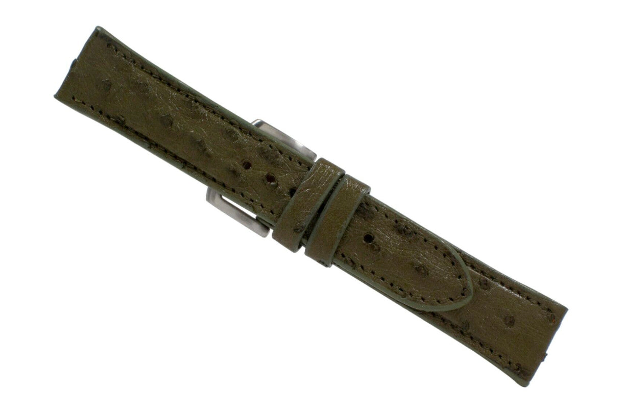 Genuine Olive Green Ostrich Leg Leather Watch Strap