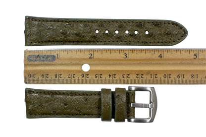 Genuine Olive Green Ostrich Leg Leather Watch Strap