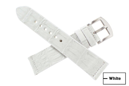 Handmade Genuine White Alligator Leather Watch Strap