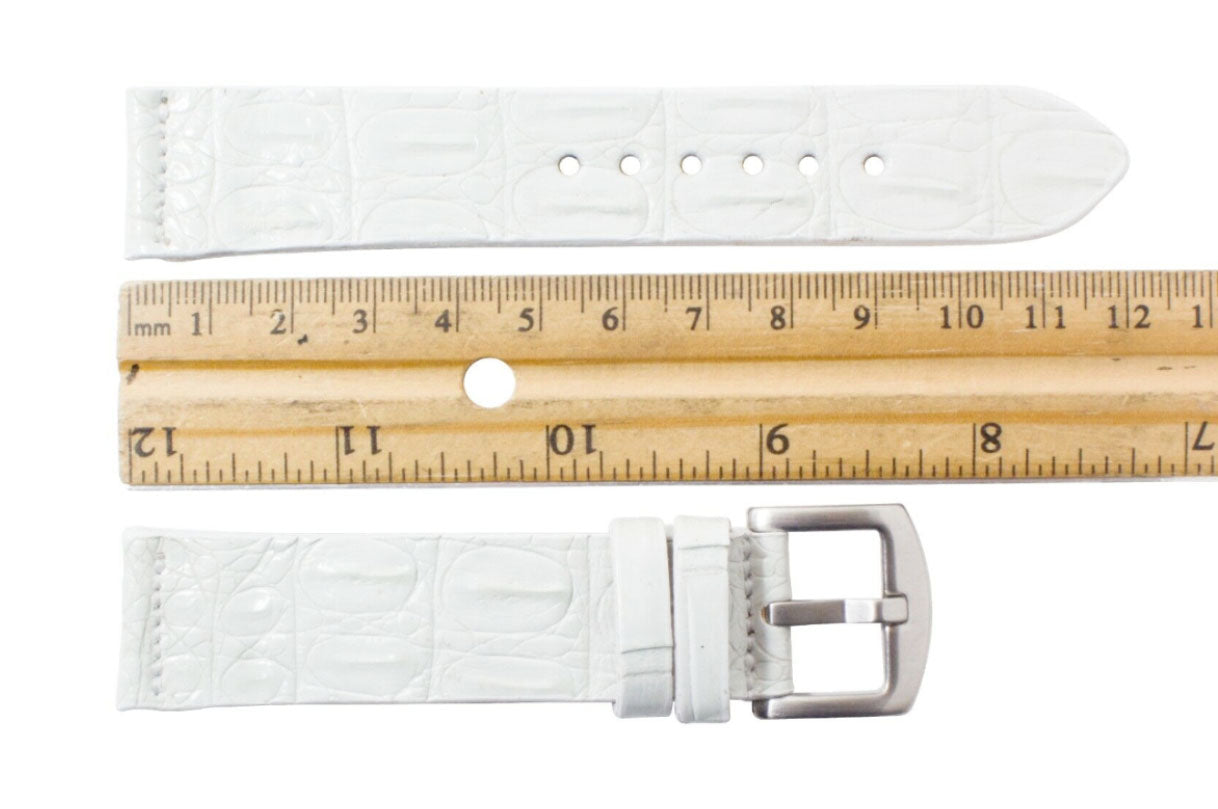 Handmade Genuine White Alligator Leather Watch Strap