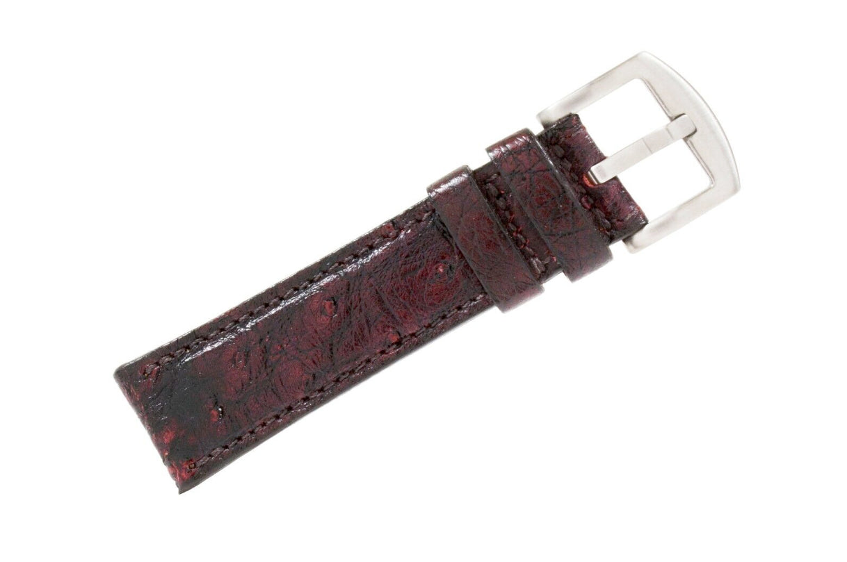 Black Cherry Full Quill Ostrich Leather Watch Strap