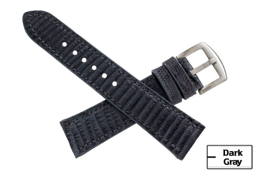 Dark Gray Lizard Leather Watch Strap