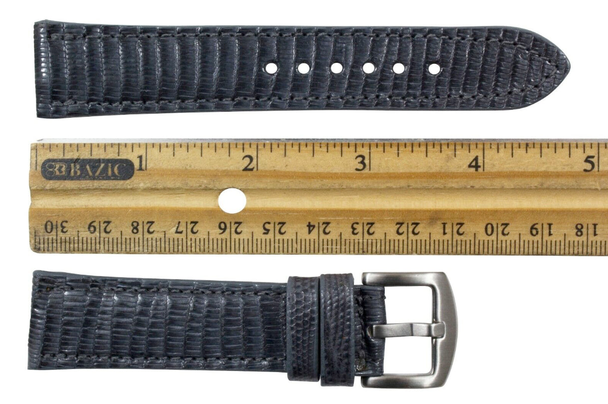 Dark Gray Lizard Leather Watch Strap