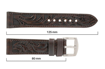 Brown Hand Tooled Leather Watch Strap