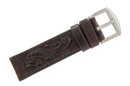 Brown Hand Tooled Leather Watch Strap