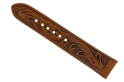 Cognac Hand Tooled Leather Watch Strap