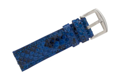 Blue Black Python Leather Watch Strap