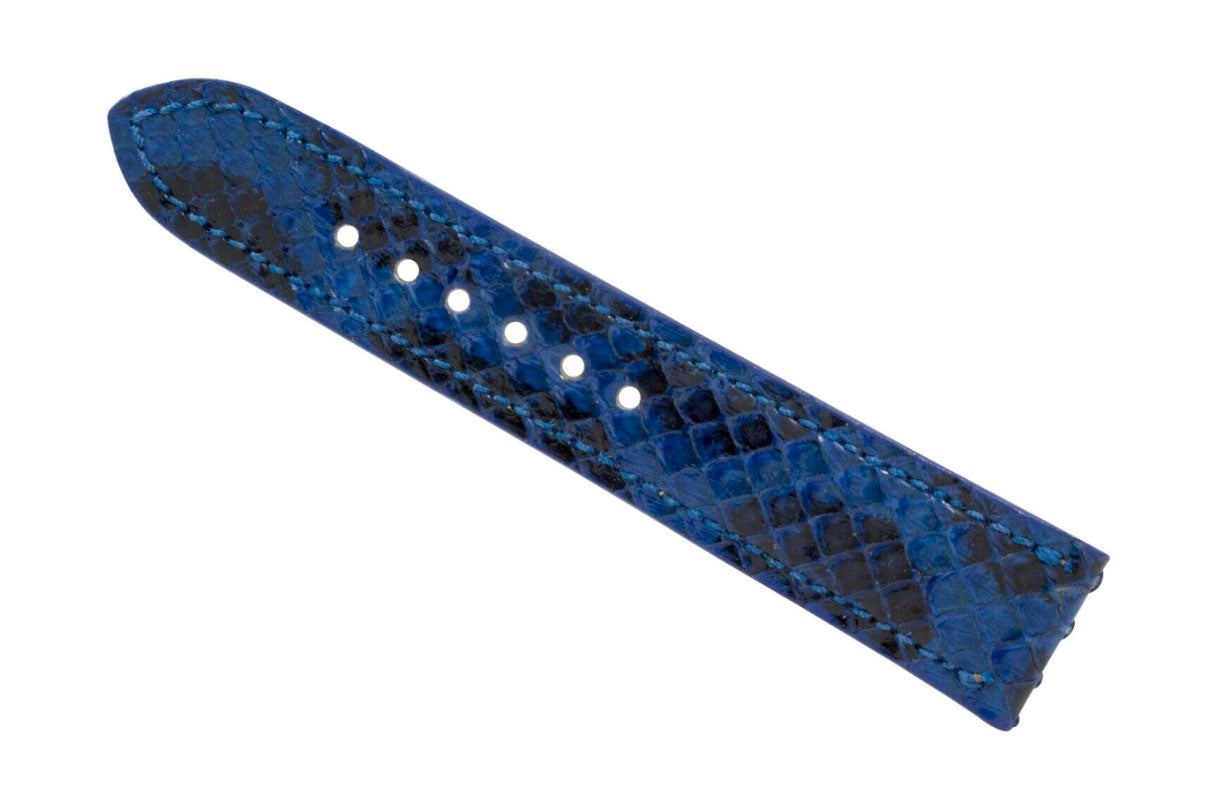 Blue Black Python Leather Watch Strap