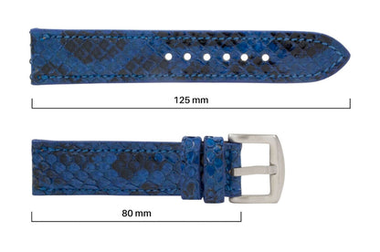 Blue Black Python Leather Watch Strap