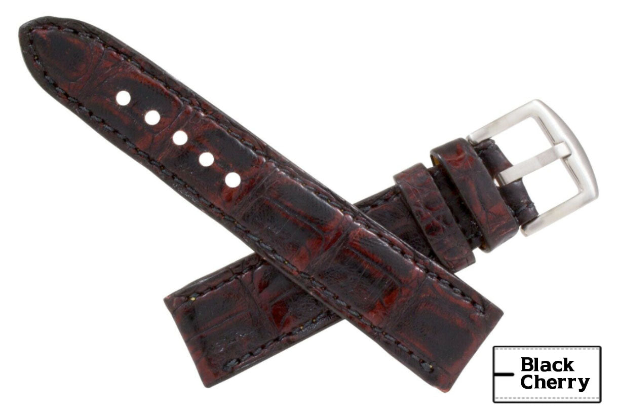 Handmade Black Cherry Alligator Leather Watch Strap