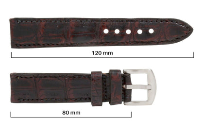 Handmade Black Cherry Alligator Leather Watch Strap