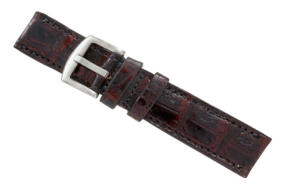 Handmade Black Cherry Alligator Leather Watch Strap