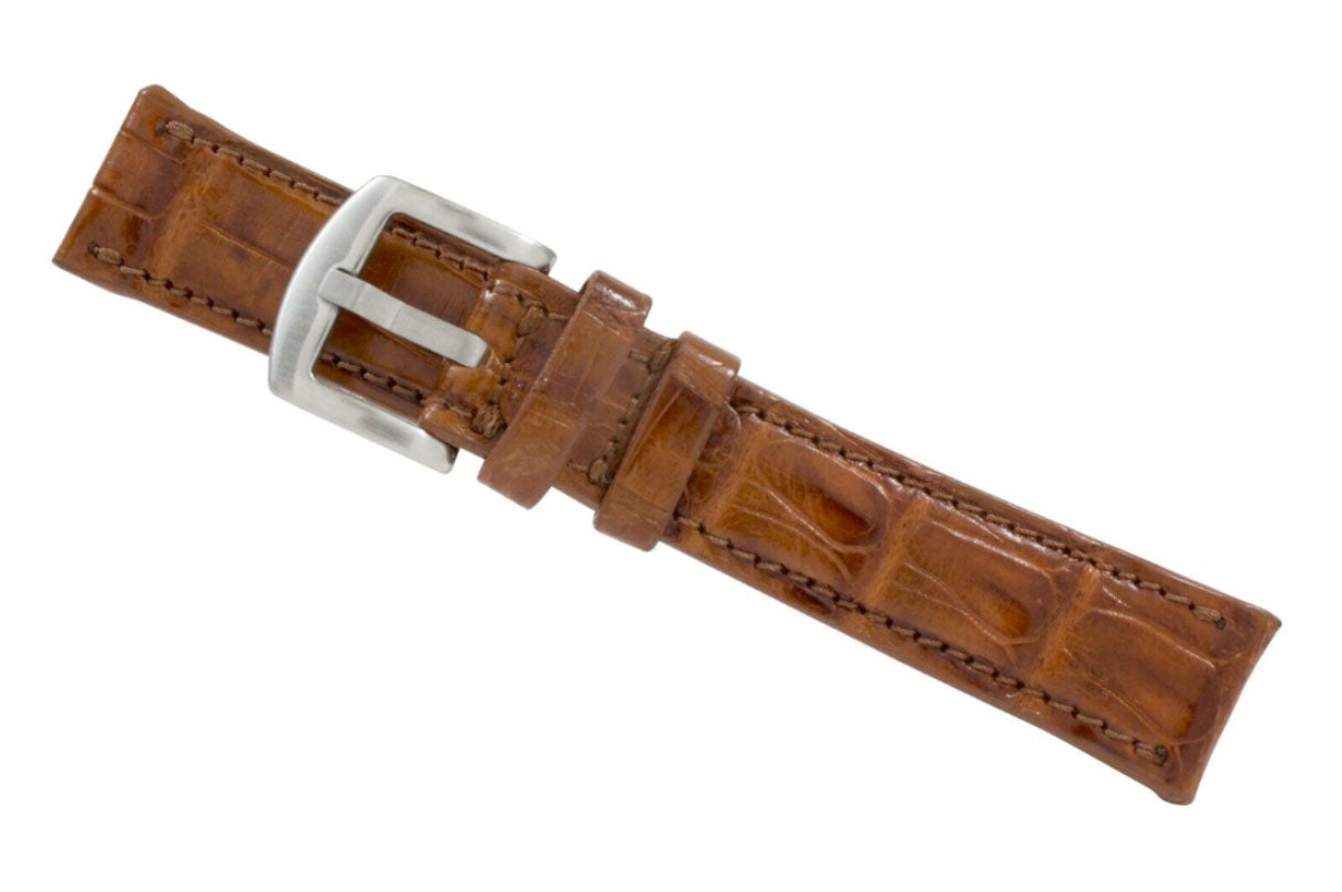 Handmade Genuine Cognac Alligator Leather Watch Strap