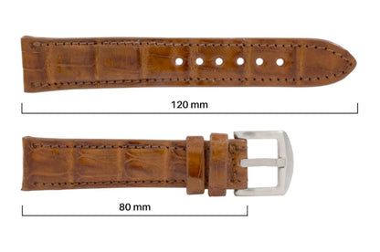 Handmade Genuine Cognac Alligator Leather Watch Strap