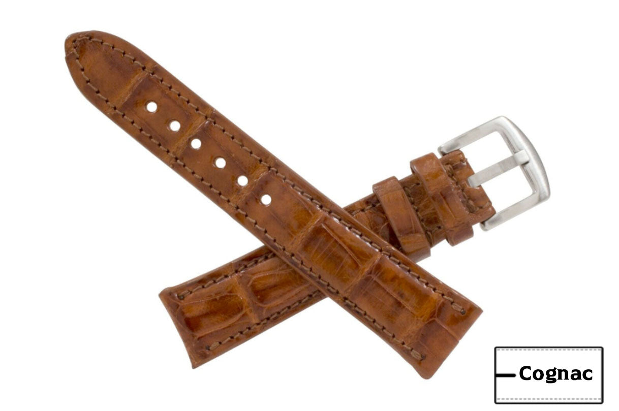 Handmade Genuine Cognac Alligator Leather Watch Strap