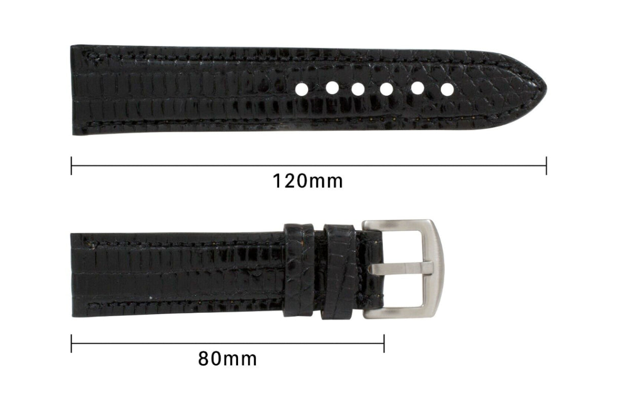 Black Lizard Leather Watch Strap