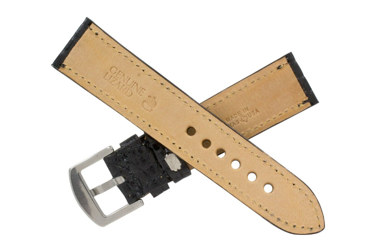 Black Lizard Leather Watch Strap