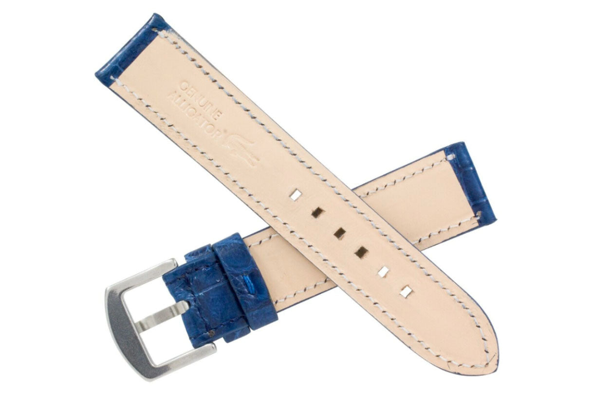 Handmade Genuine Blue Alligator Leather Watch Strap