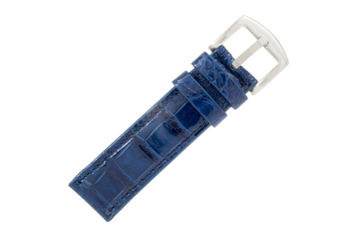 Handmade Genuine Blue Alligator Leather Watch Strap