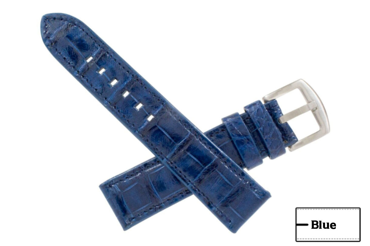 Handmade Genuine Blue Alligator Leather Watch Strap