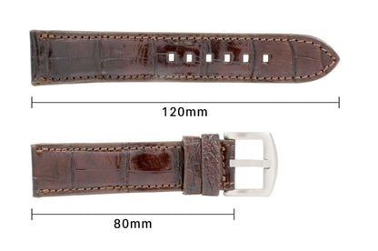 Genuine Brown Alligator Leather Watch Strap