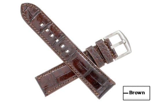 Genuine Brown Alligator Leather Watch Strap