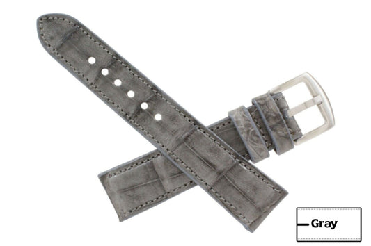 Grey Alligator Leather Watch Strap