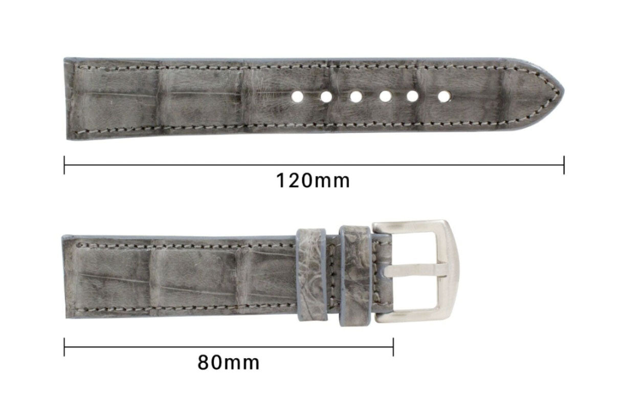 Grey Alligator Leather Watch Strap