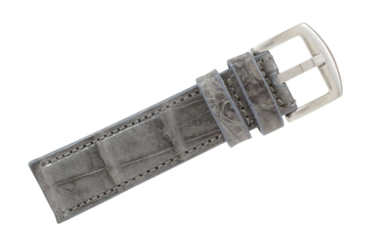 Grey Alligator Leather Watch Strap