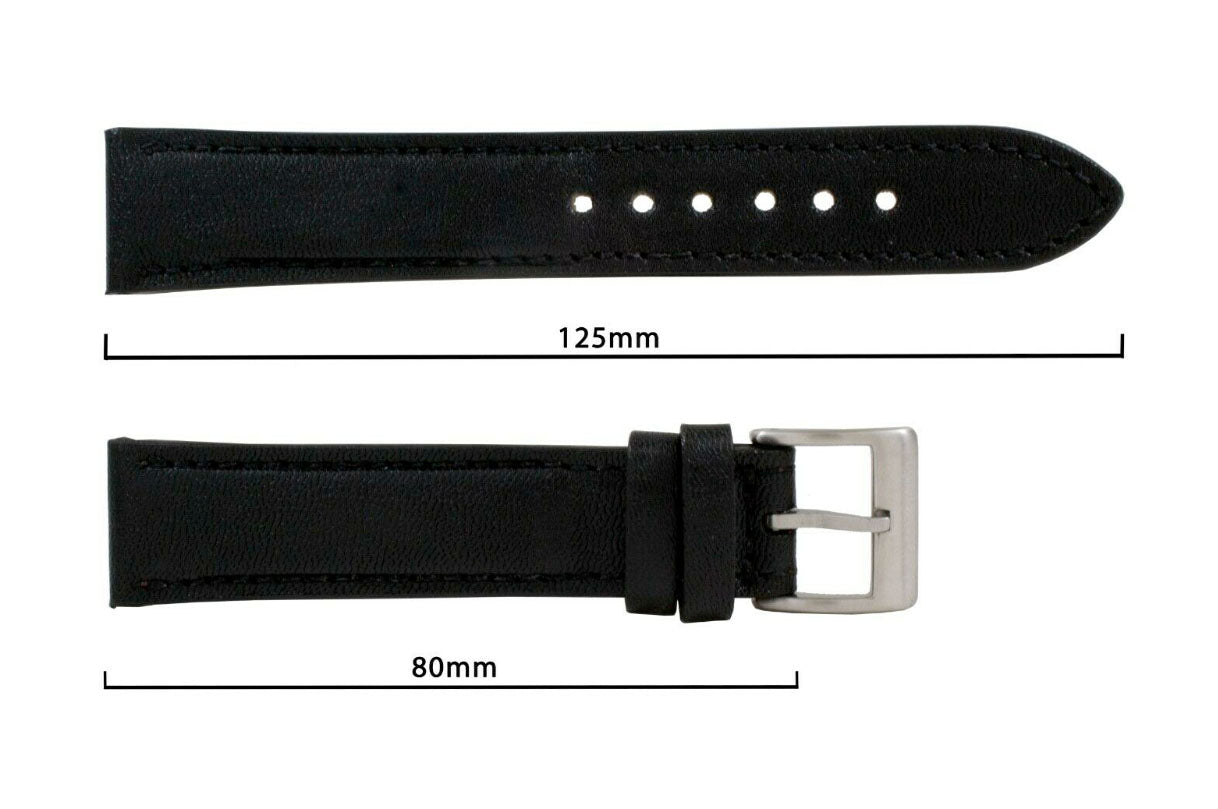 Handmade Black Goat Leather Watch Strap