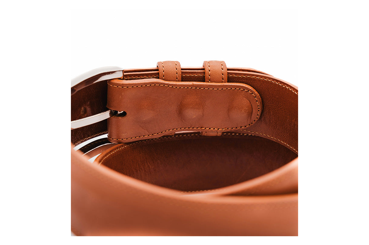 Authentic Cognac Italian Calf Leather Belt