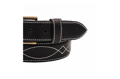 Buckaroo Black Italian Calf Leather Belt