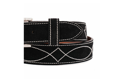 Buckaroo Black Italian Suede Leather Belt