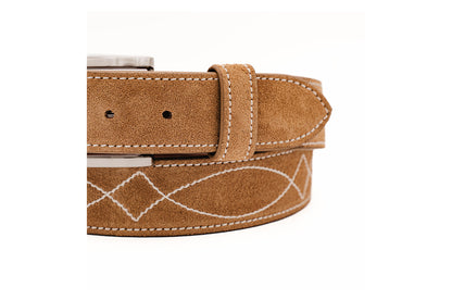 Buckaroo Caramel Italian Suede Leather Belt