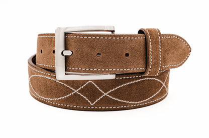 Buckaroo Cognac Italian Suede Leather Belt