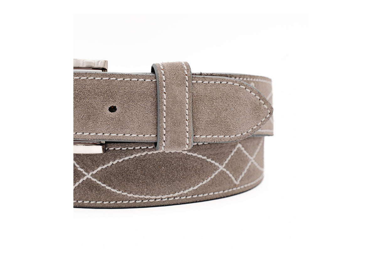 Buckaroo Gray Italian Suede Leather Belt