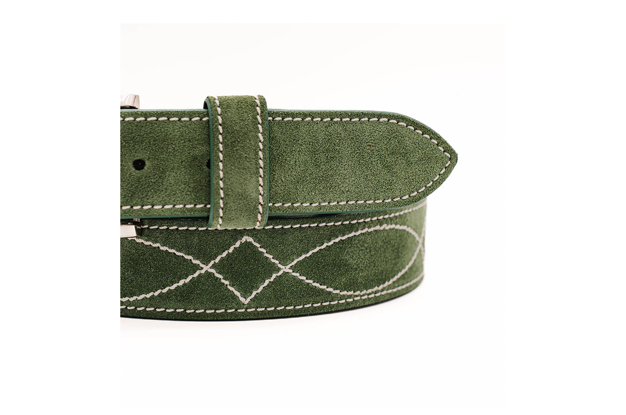 Buckaroo Olive Green Italian Suede Leather Belt