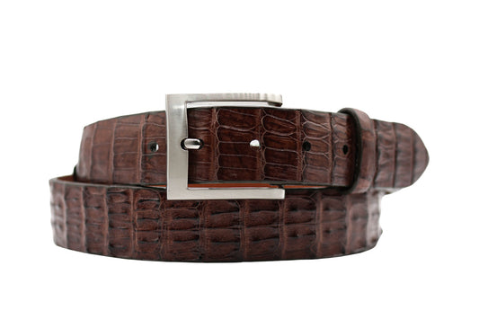Cigar Brown Alligator Double Tail Leather Belt