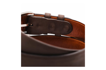 Authentic Brown Italian Calf Leather Belt